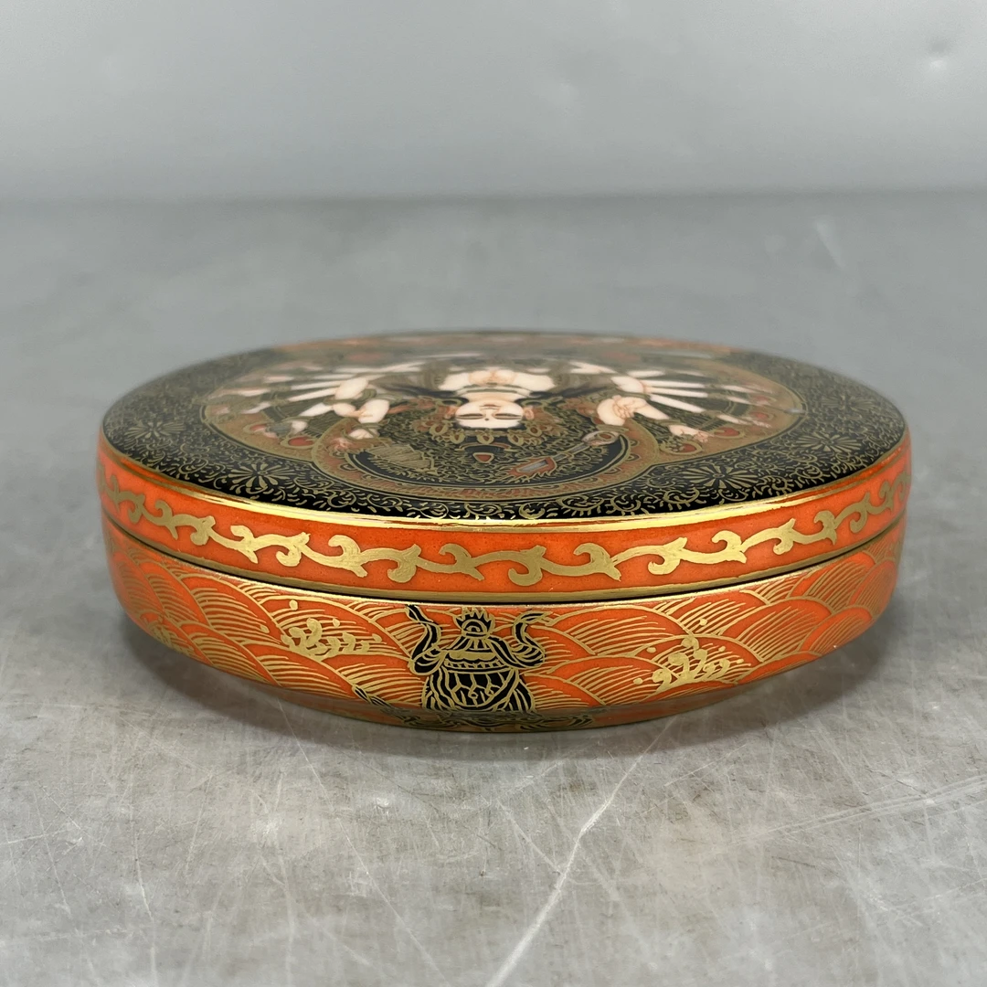 仿古瓷 仿古乾隆御制唐卡佛像描金印盒