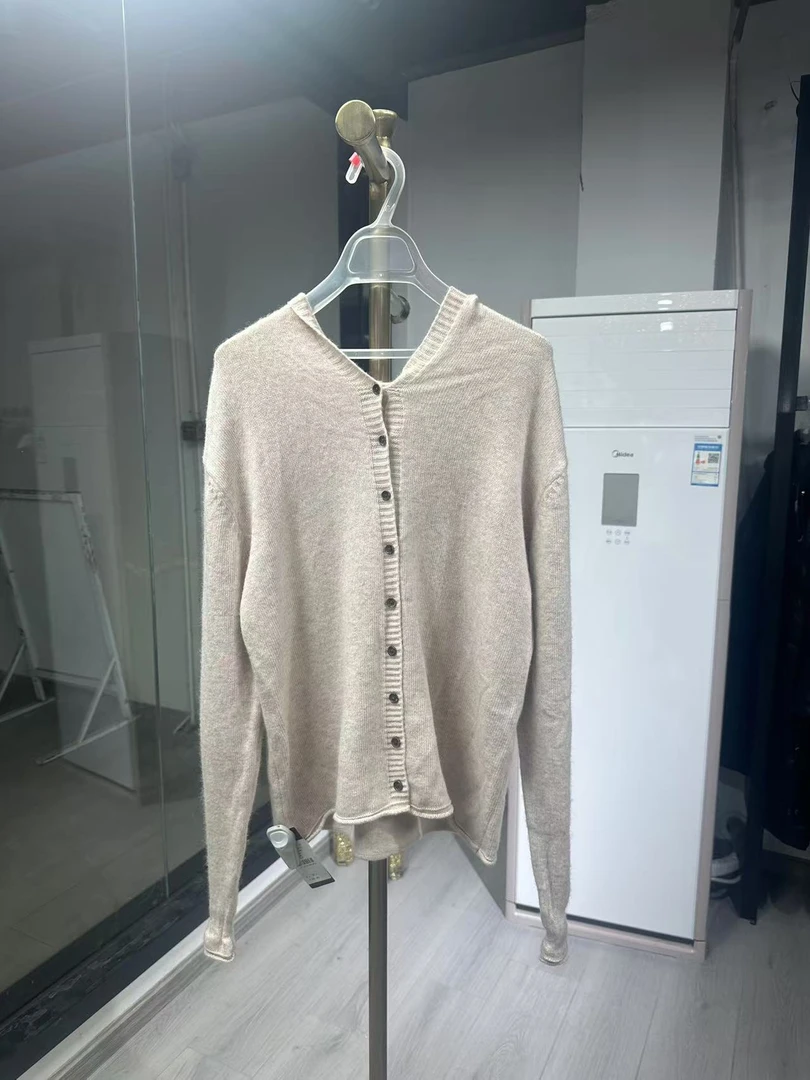 【JX1029三色开衫连帽毛衣】2024新款三色毛衣修身显瘦