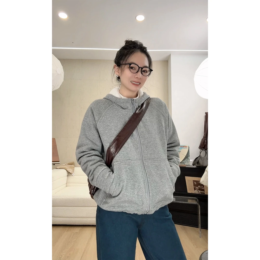 苏安家｜保暖搭子连帽版 加厚绒插肩袖巨显瘦保暖卫衣外套