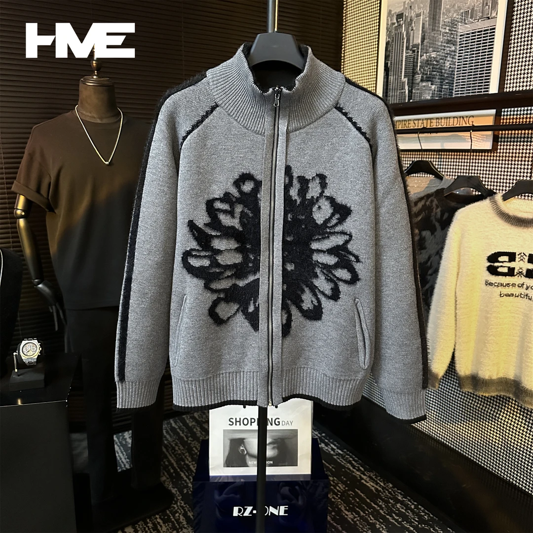 【HMEYAO】原创设计高奢刺绣提花双面可穿设计针织开衫毛衣外套