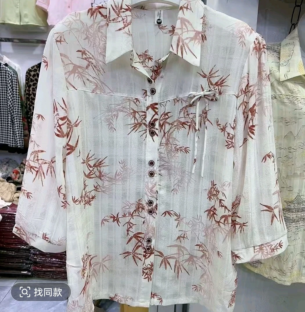 开衫款式碎花中国风雪纺碎花衫薄款宽松型春夏衬衫休闲