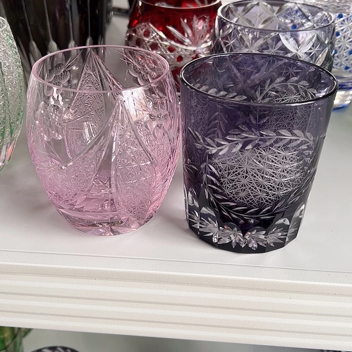 棕***๑手柄款水晶玻璃微瑕两个