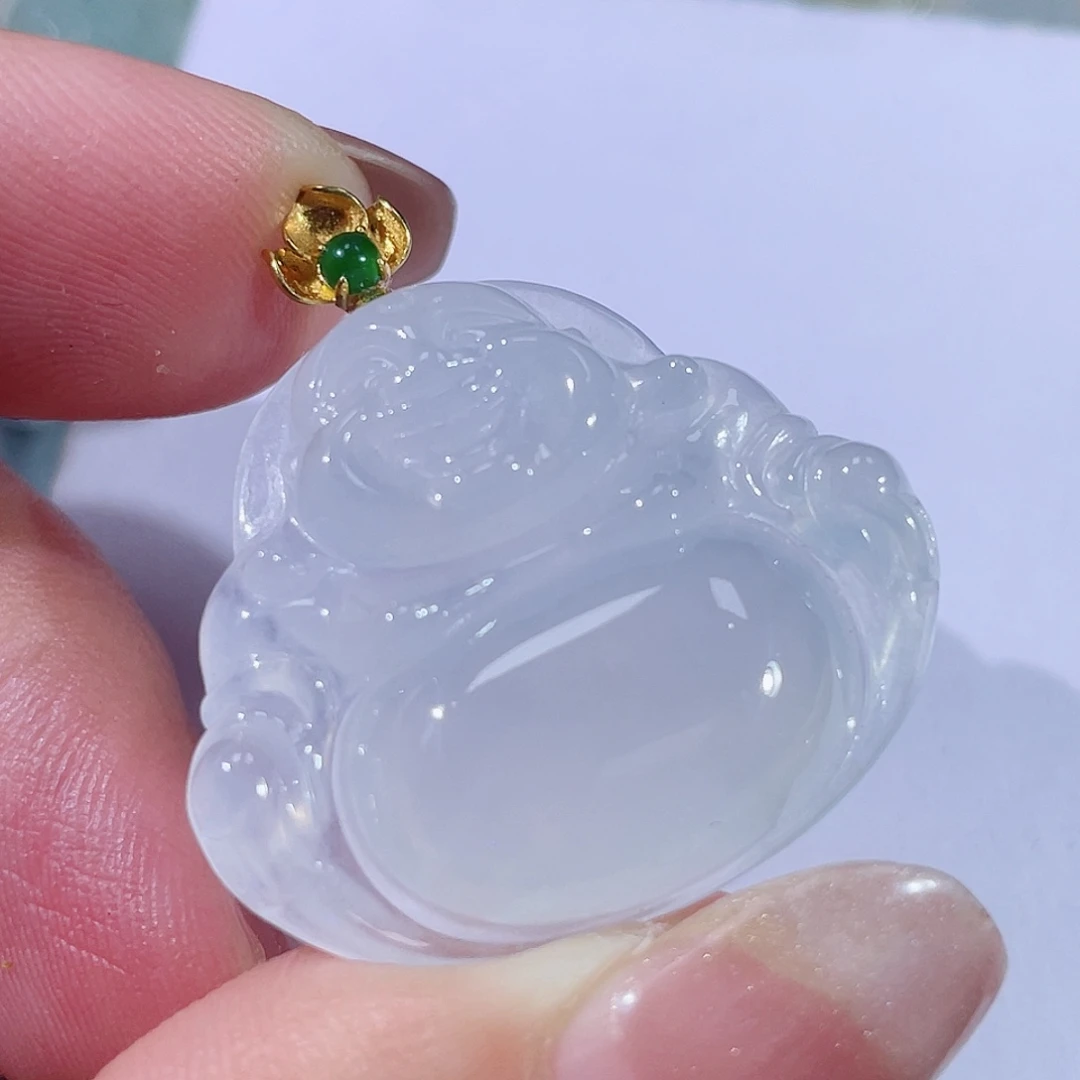 翡翠18K金镶嵌颈饰佛公