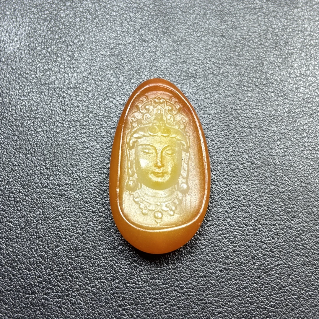 和田玉管观音首小吊坠项链