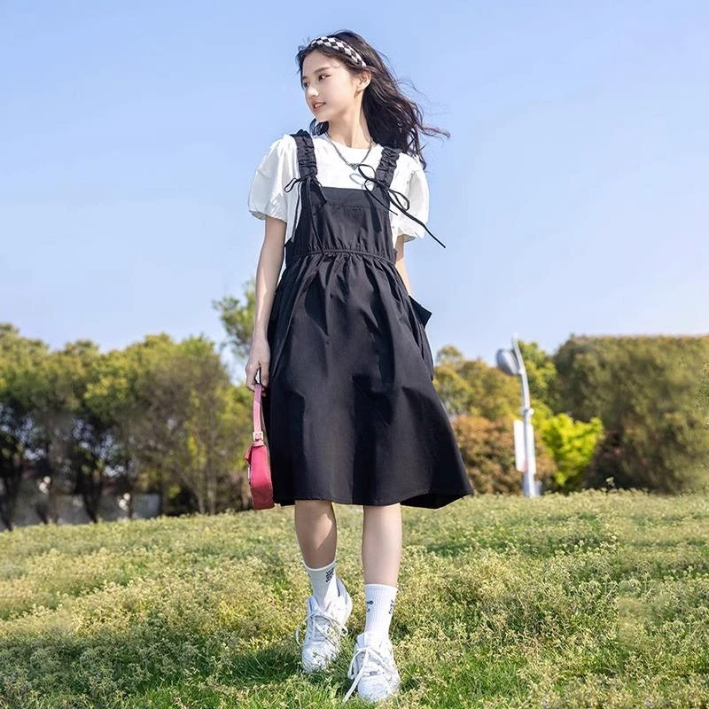 FAVMARTHA夏日绝美女童夏季套装2025新款中大儿童学院风连衣裙洋