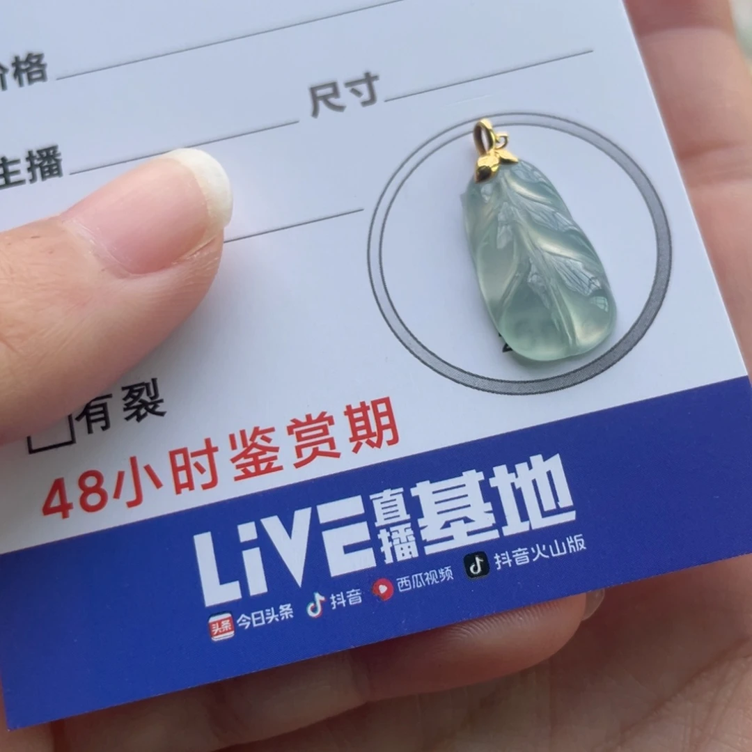 翡翠未镶嵌颈饰金扣小叶子