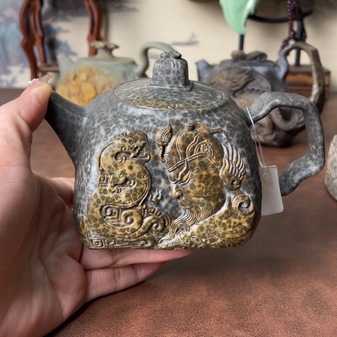 王*可冰碛岩关羽茶壶茶具