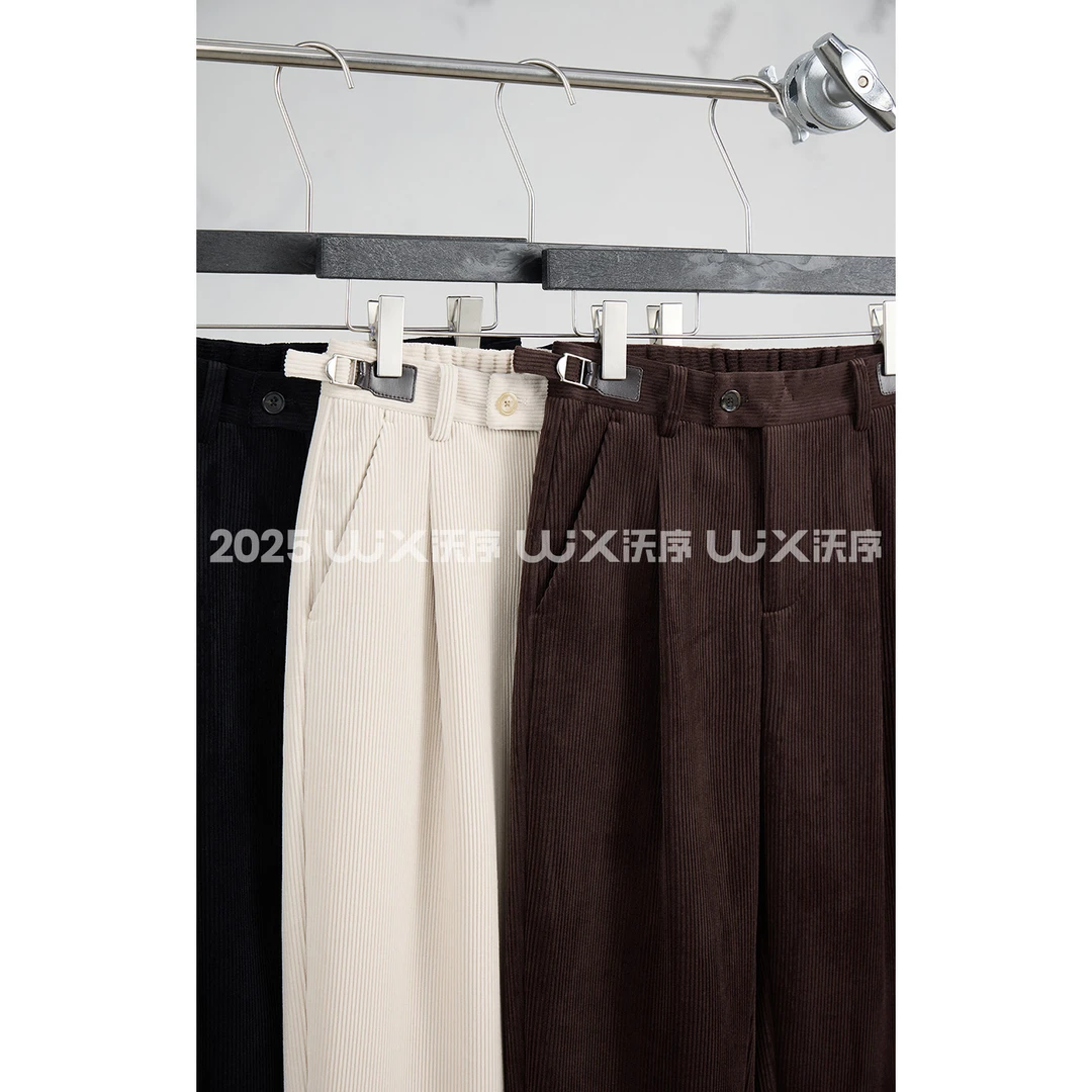 【26.3%醋酸混纺】冬季加绒保暖高垂感不臃肿那不勒斯直筒休闲裤男