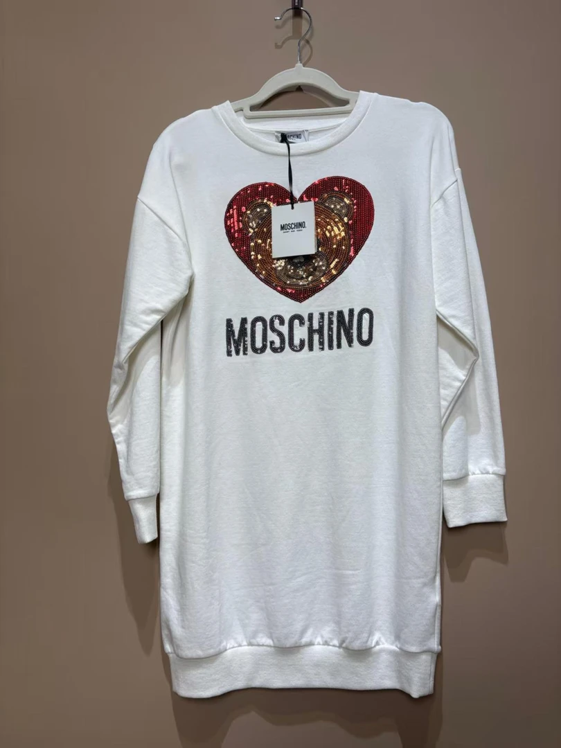 99新 Moschino/莫斯奇诺 亮片小熊长款卫衣12A