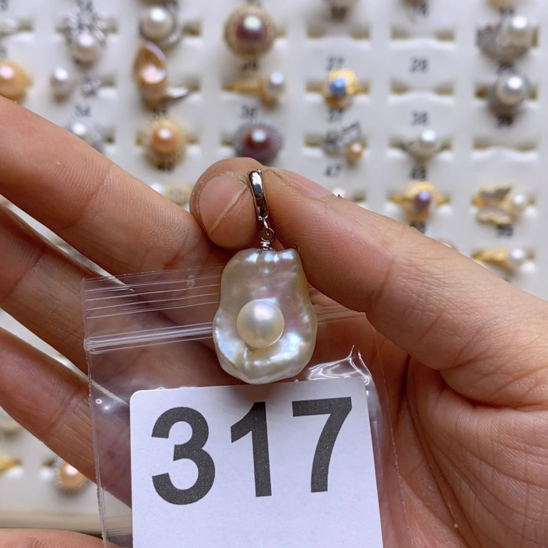 淡水珍珠颈饰银S925镶嵌317