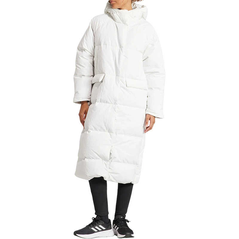 阿迪达斯Adidas情侣冬季新款户外长款连帽保暖羽绒服IK3158
