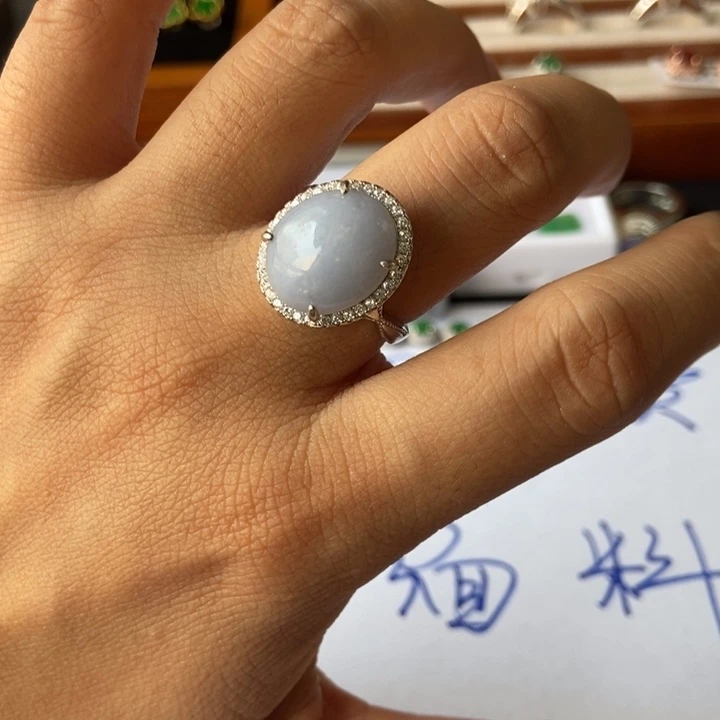 翡翠戒指银S925镶嵌戒指