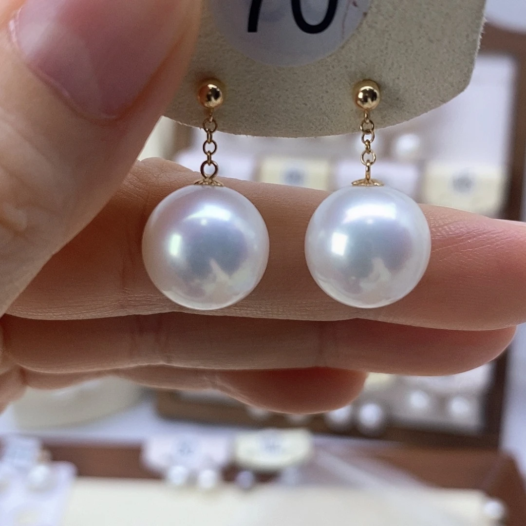 18K金镶嵌淡水珍珠耳饰