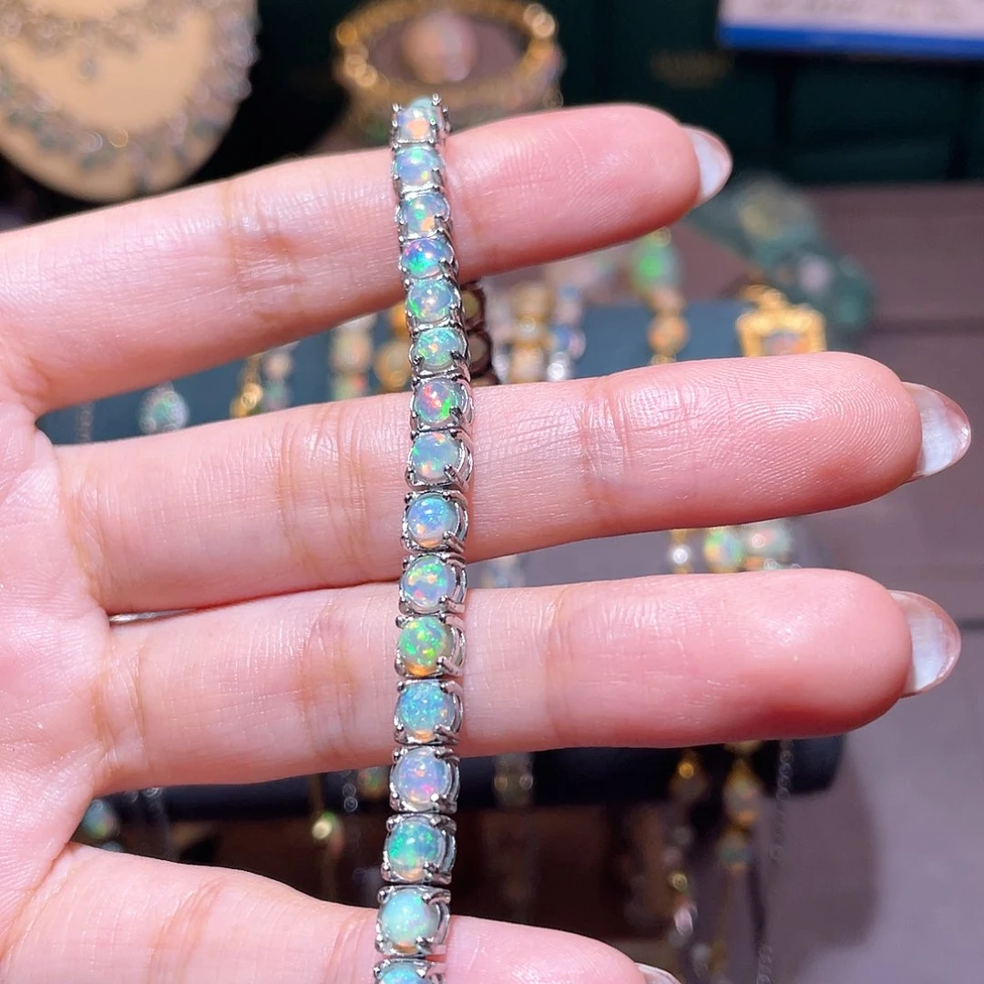 银S925镶嵌欧泊手链）翻****美