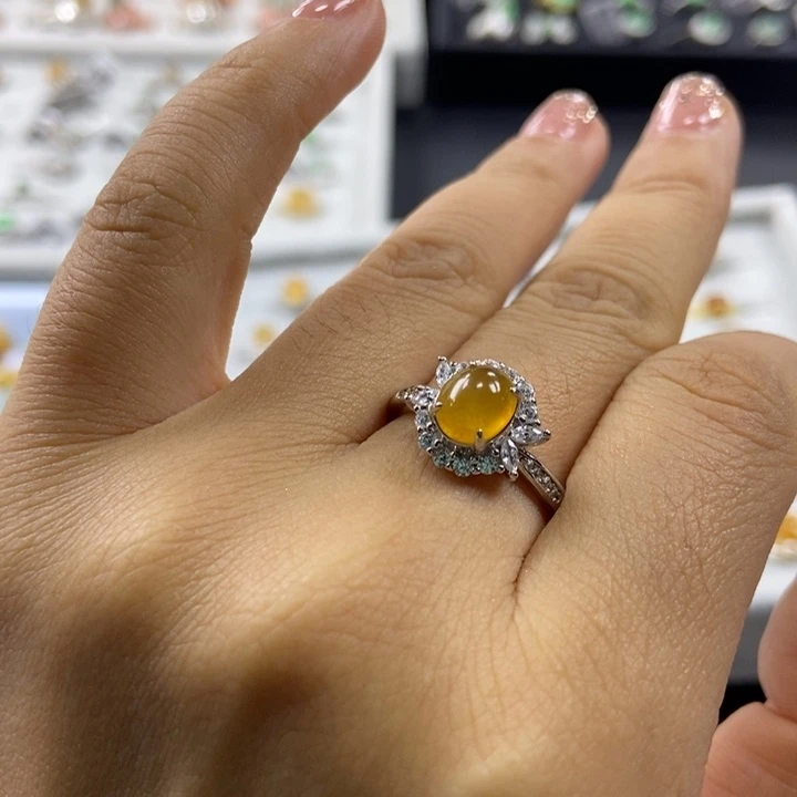 翡翠戒指银S925镶嵌戒指