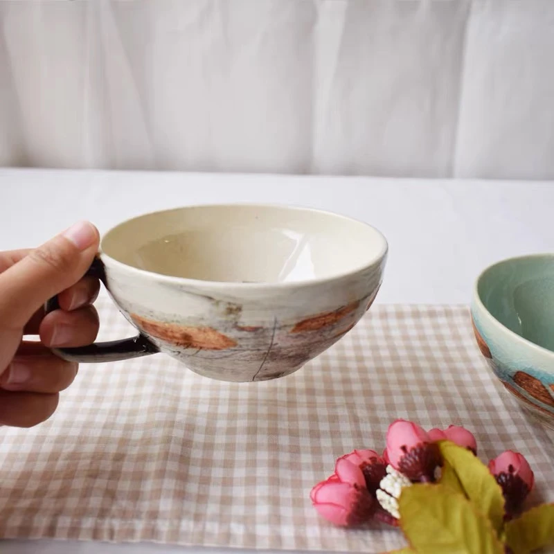 日本原装美浓烧手工陶瓷咖啡杯礼品装成人杯子手作创意牛奶早餐杯
