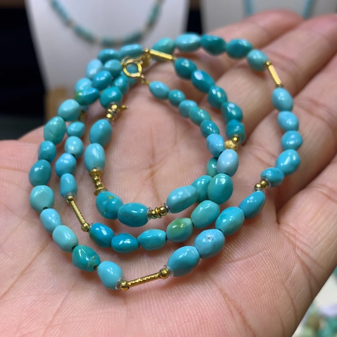 绿松石18K金镶嵌锁骨