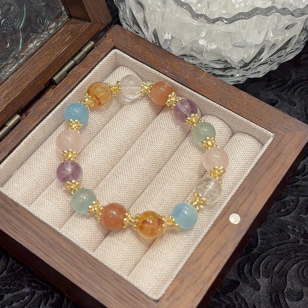 【多彩多色】天然水晶黄塔晶海蓝宝紫水晶女款手串2025新款459