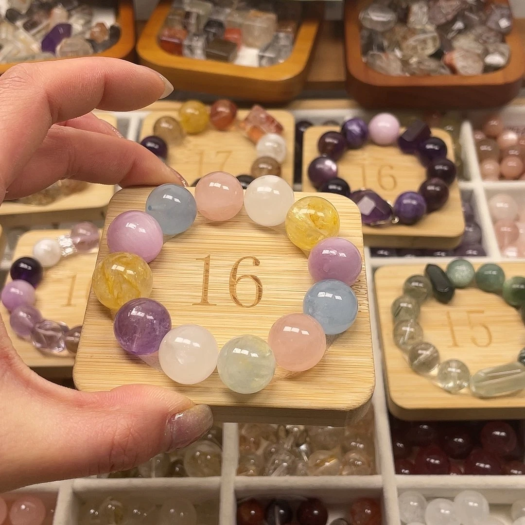 烟晶手链合金小*水晶