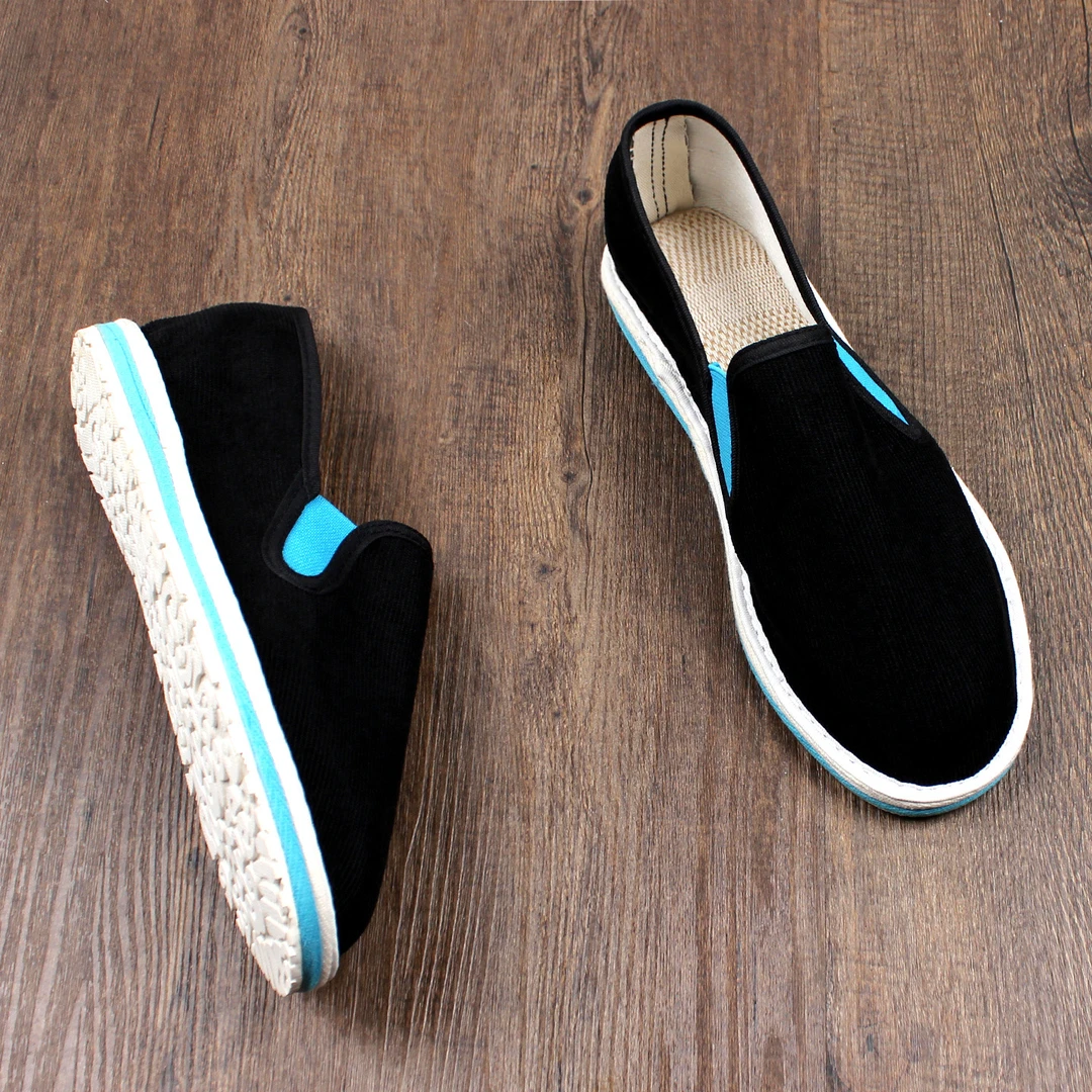 2025新款老北京布鞋男士夏季透气软底一脚蹬高档灯芯绒手工千层底