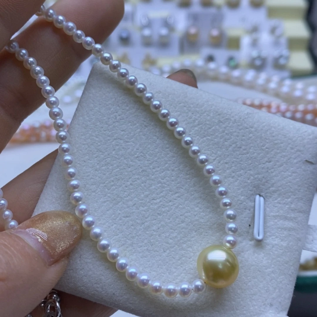 【闪购商品】淡水珍珠颈饰银S925镶嵌配珠，金珠