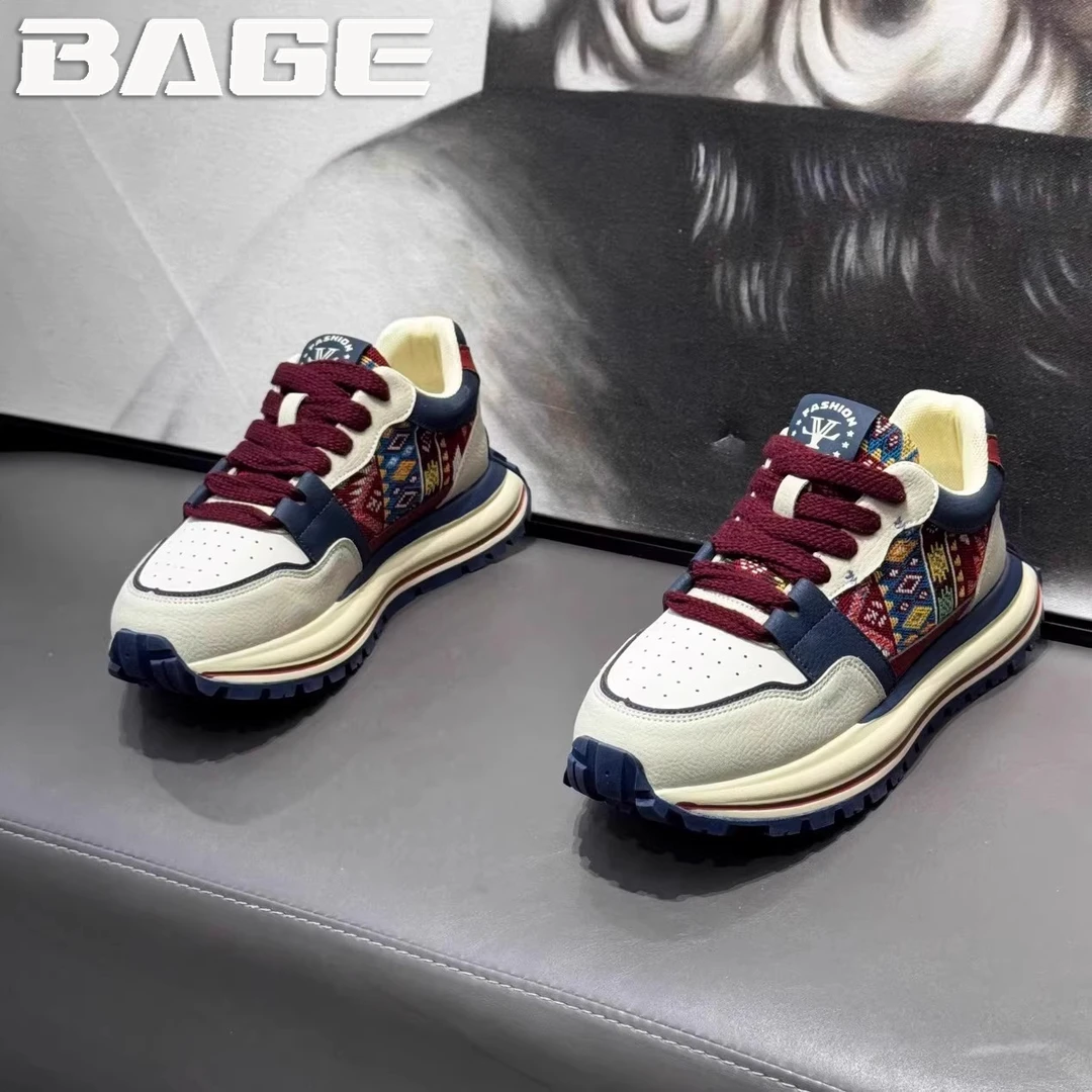 八哥红色本命年男鞋冬季中国风百搭休闲跑步男士增高运动老爹潮鞋