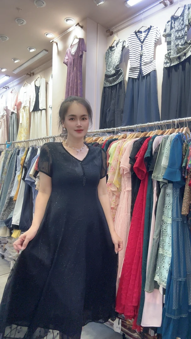 连衣裙收腰显瘦中年女2025夏装大码修身网纱长裙子