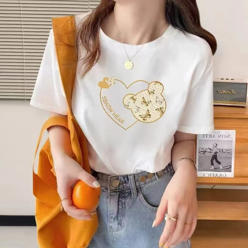 【清新风】2025夏季百搭简约印花男女同款短袖圆领t恤青春i休闲ns