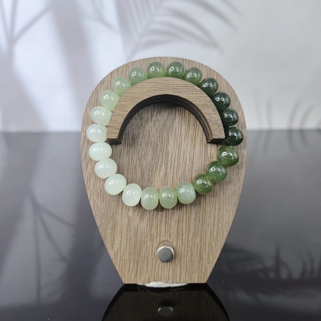 I和田玉渐变算盘珠手串（卡10）0626