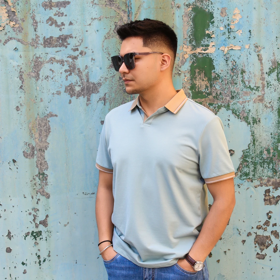 夏季短袖Polo衫柔透气POLO衫春夏男装简约慵懒风针织衫236