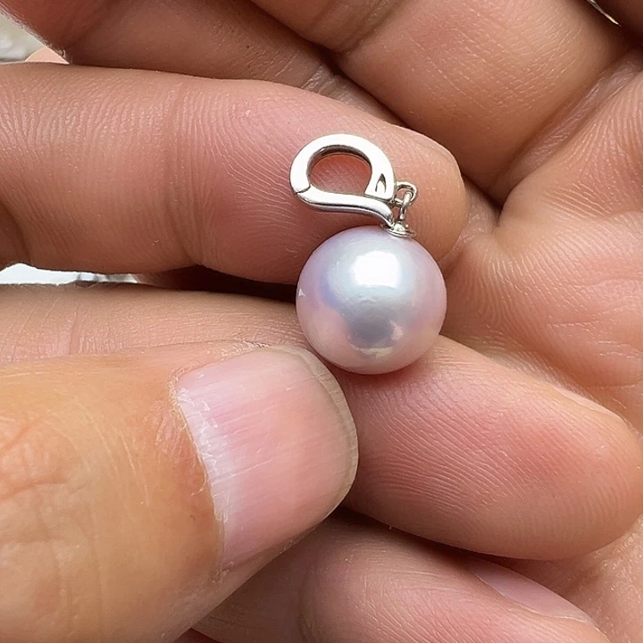 淡水珍珠银S925镶嵌吊坠(不含链)11-12mm珍珠吊坠