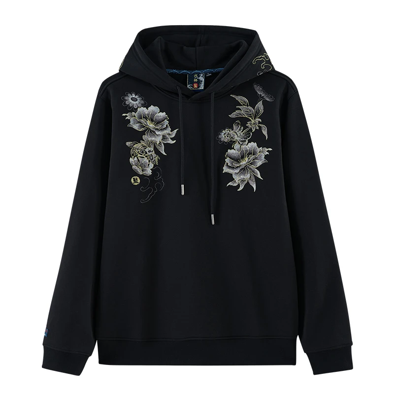 ONIARAI/鬼洗泥棒蓝金标金菊大赏绣花男士连帽套头卫衣23NOB57