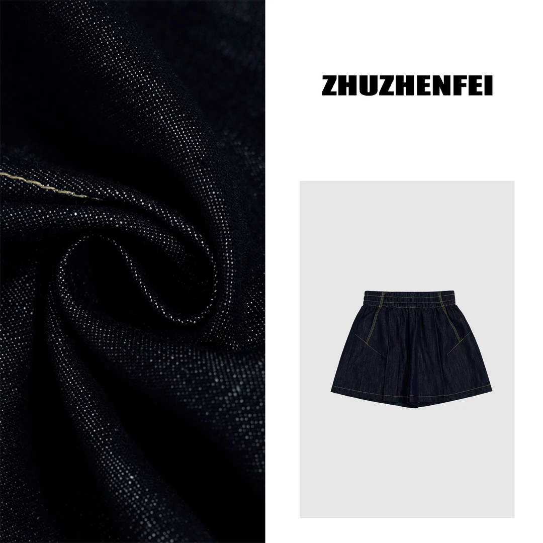 ZHUZHENFEI 莱赛尔亚麻深色复古日系A版短裤Z352495