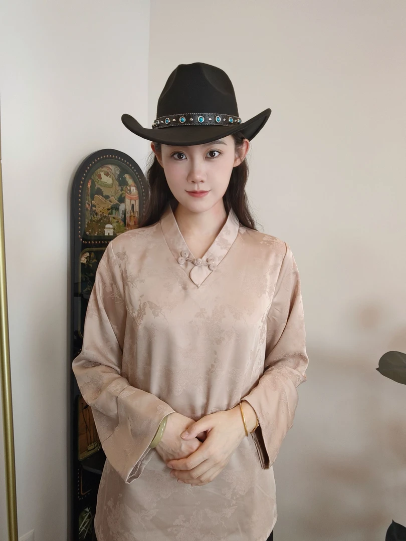 618福利款 V领藏式衬衣