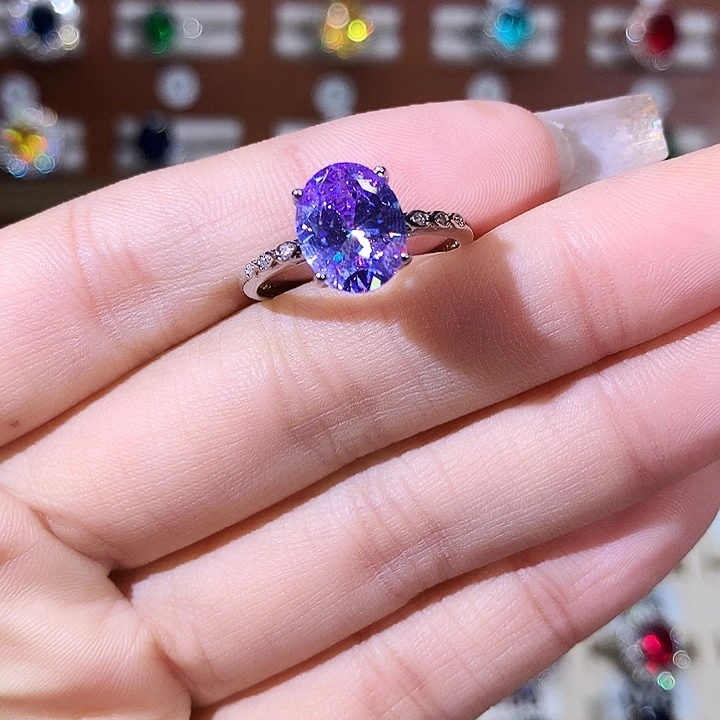 戒指银S925镶嵌碧玺白810