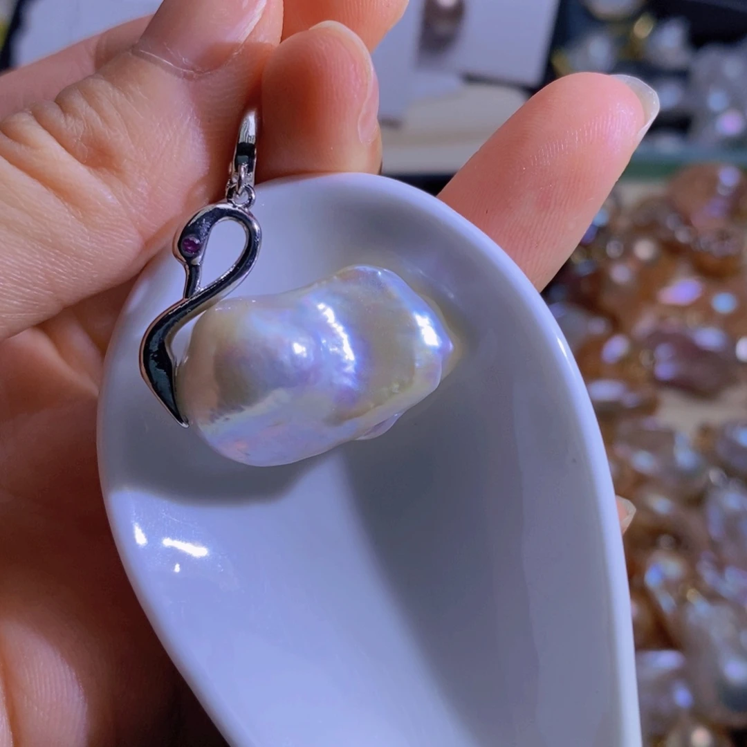 银S925镶嵌淡水珍珠微瑕