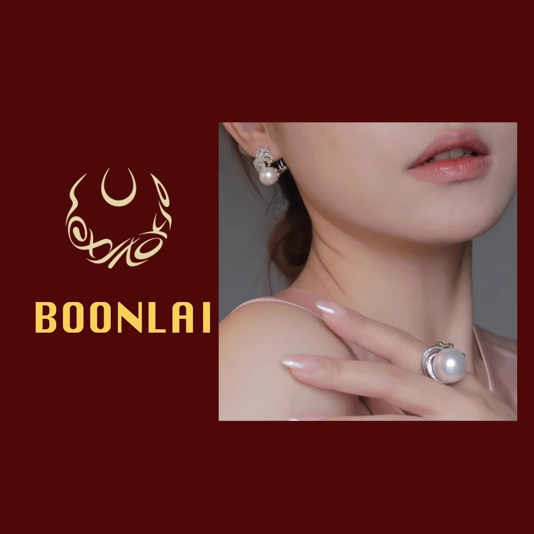 铜合金锆石戒指 Boonlai  镶钻波浪珠珠系列336