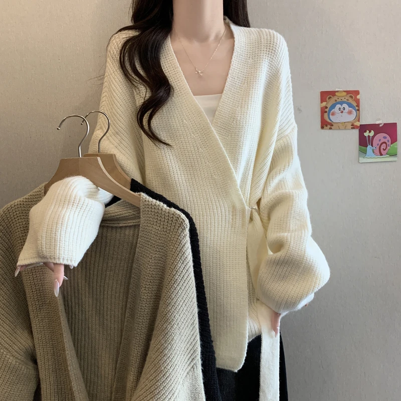 2025秋冬新款法式超好看V领毛衣大码女装胖mm慵懒风开衫外套