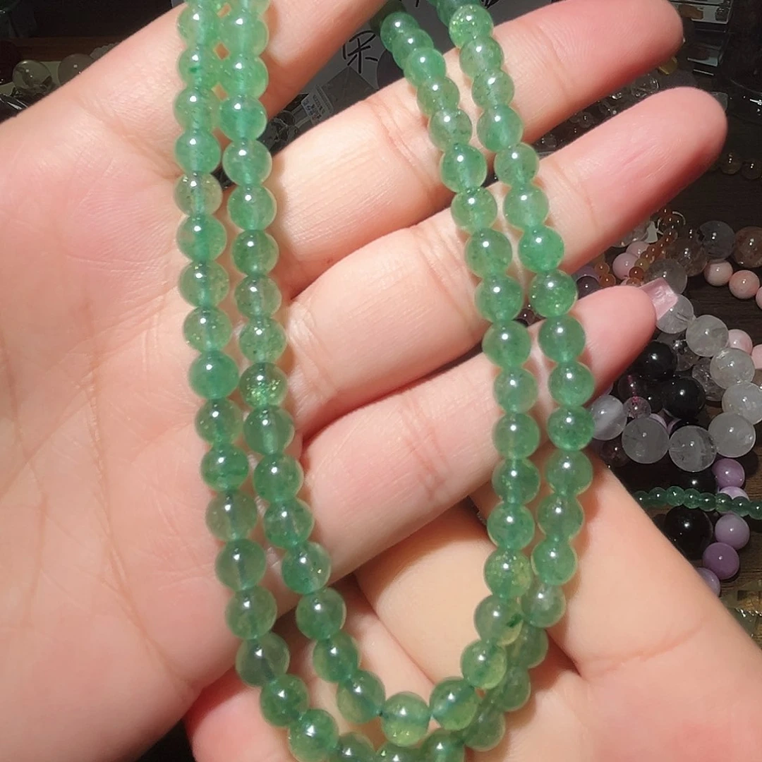 水晶手链未镶嵌绿草莓多圈