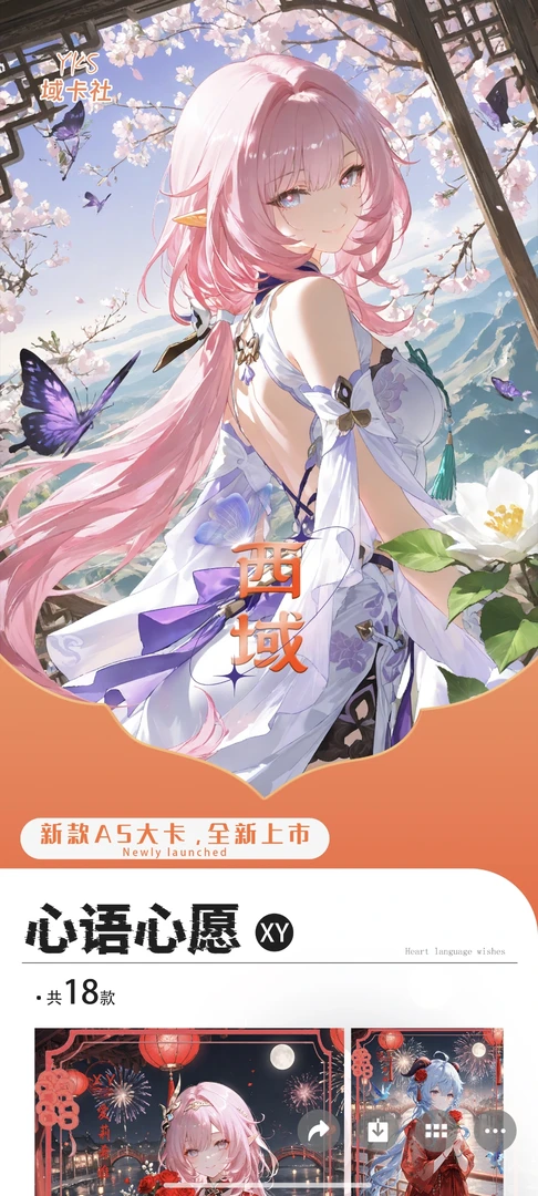 左左【西域】域卡社A5亚克力色纸卡牌二元次卡牌盲盒收藏（代拆）