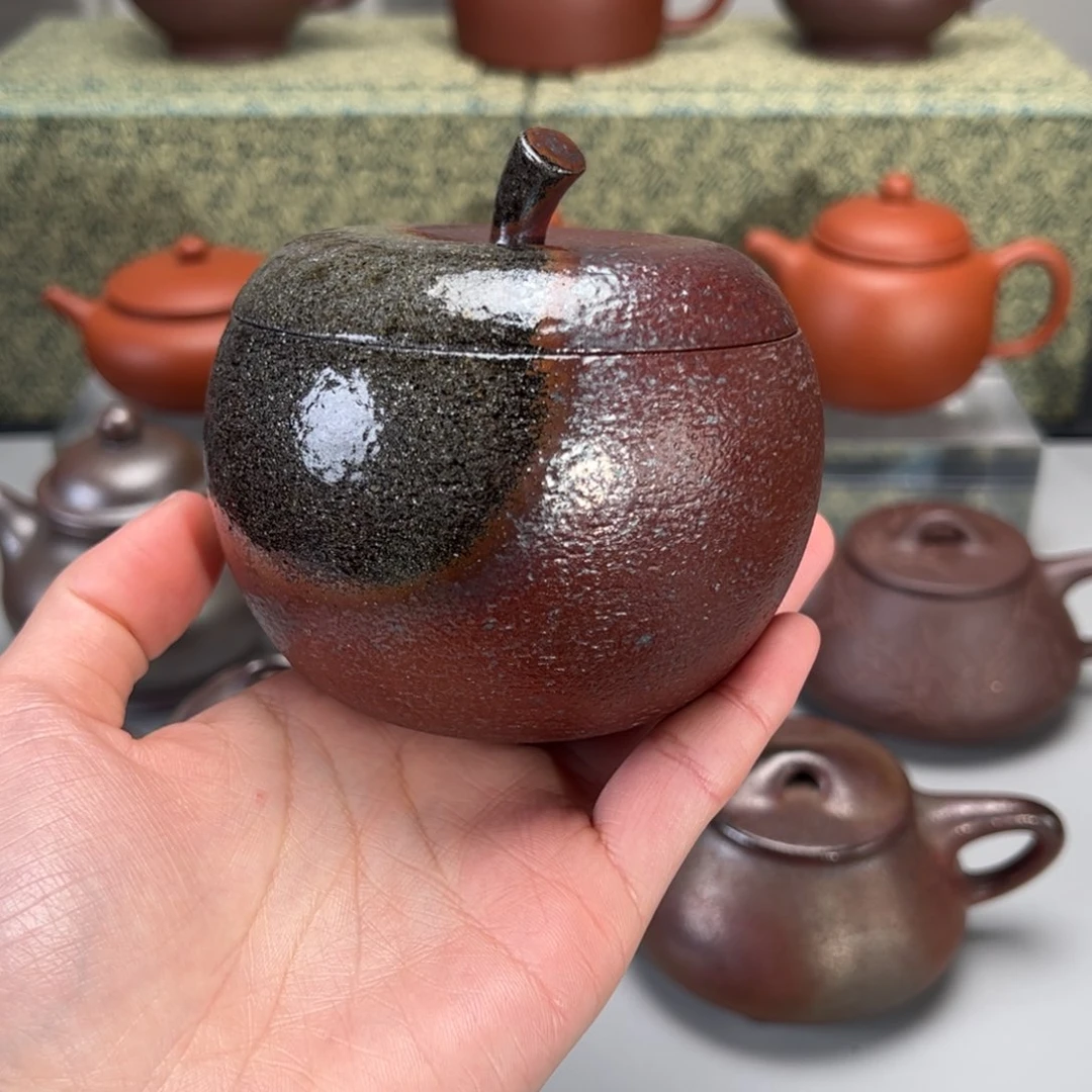 紫砂茶壶柴烧茶叶罐苹果罐2两装