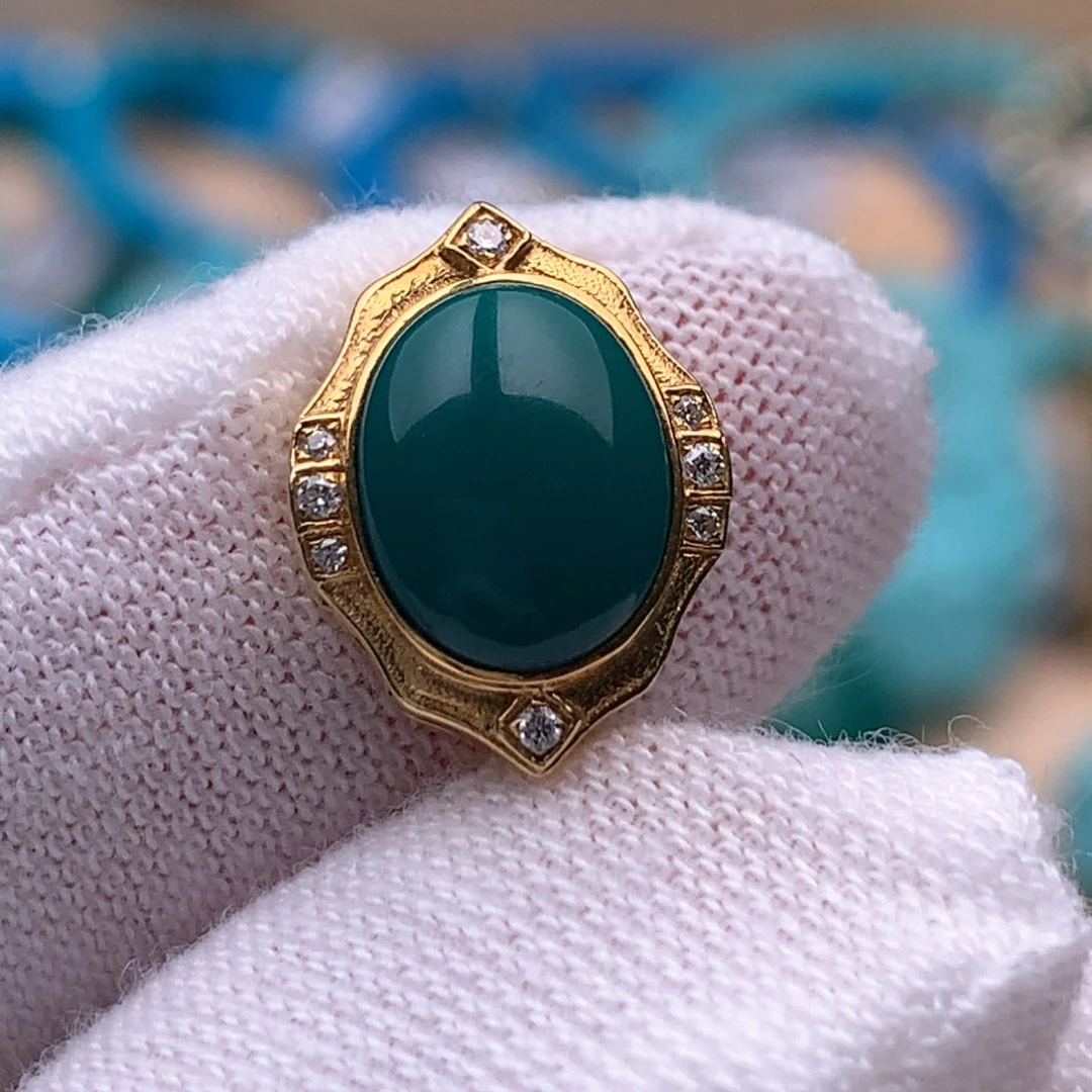绿松石18K金镶嵌珠宝奇石