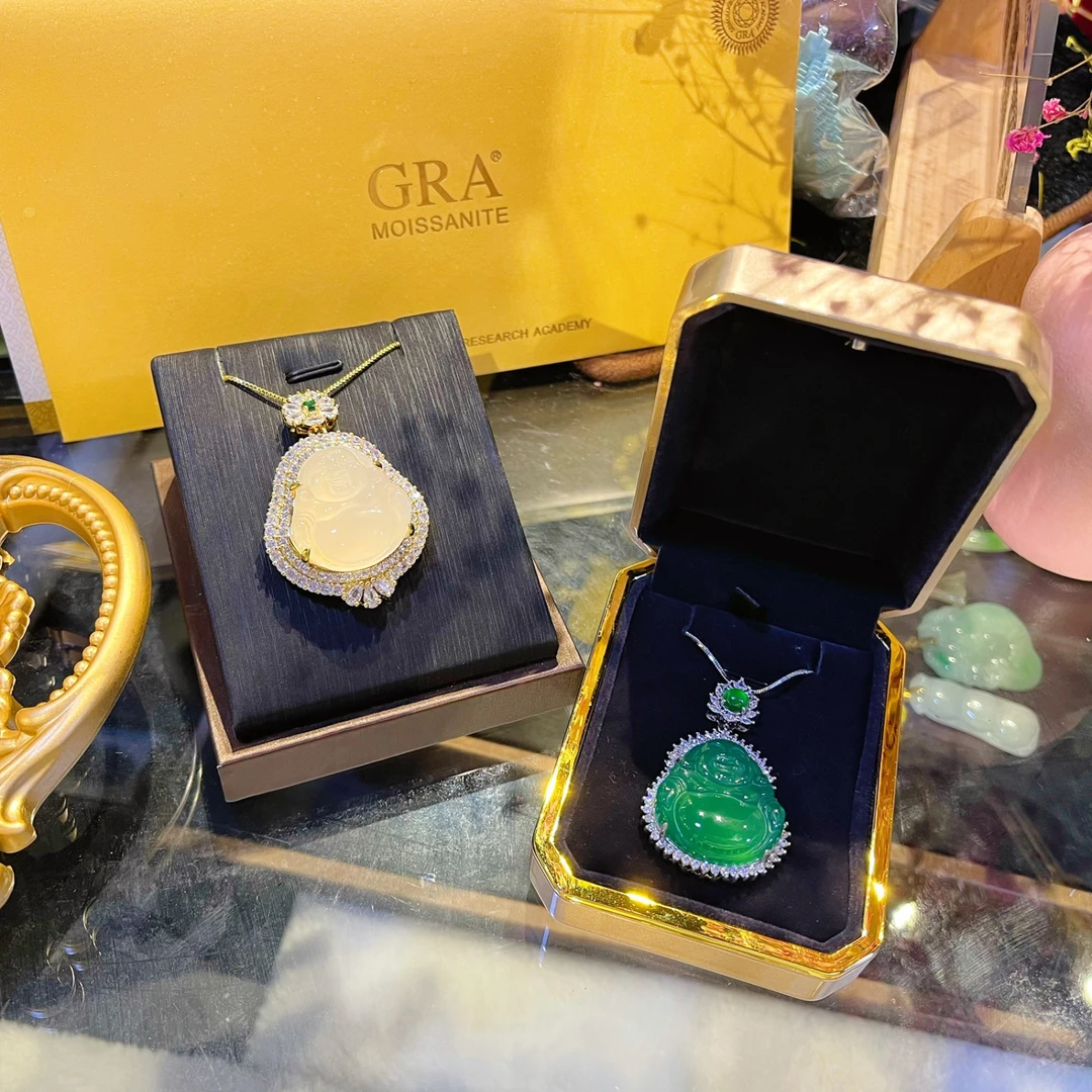 天然佛公吊坠项链玉髓玉石佛公项链送妈妈礼物送女友