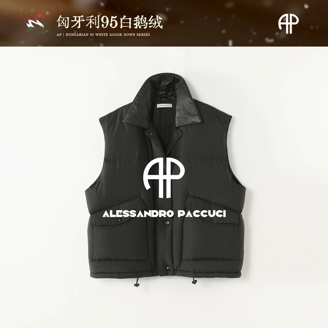 AP洛哥54067MY【冬遇马甲/黑标】匈牙利95白鹅绒+牛皮翻领羽绒/女装