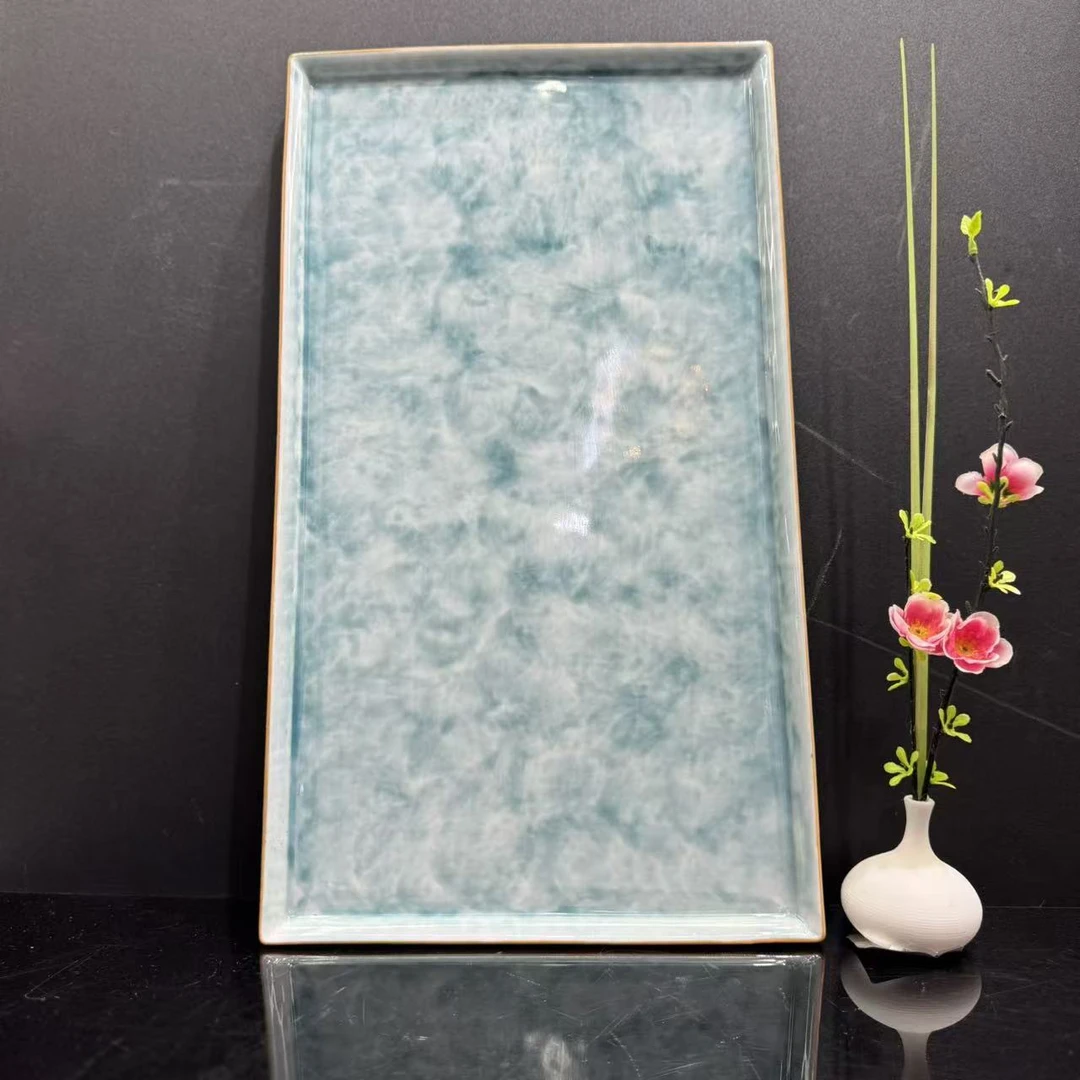 封釉蓝水晶长方盘精致美观适合家居装饰00015309