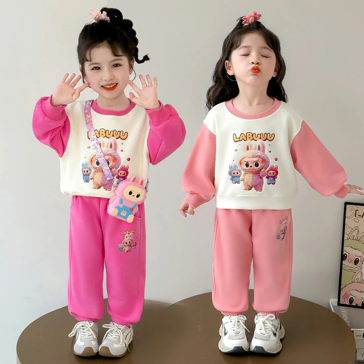女童拉布布套装春秋款2025新款儿童洋气时髦中小童休闲卫衣两件套