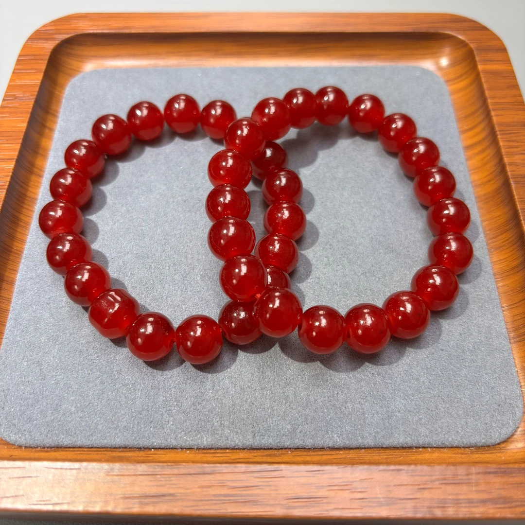 非金属珐琅手链 红色龙龙1.0mi圆珠手串 C131