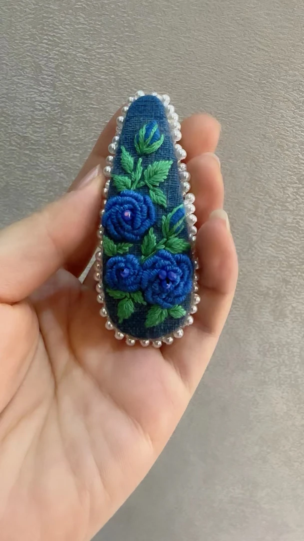 刺绣手工发夹diy