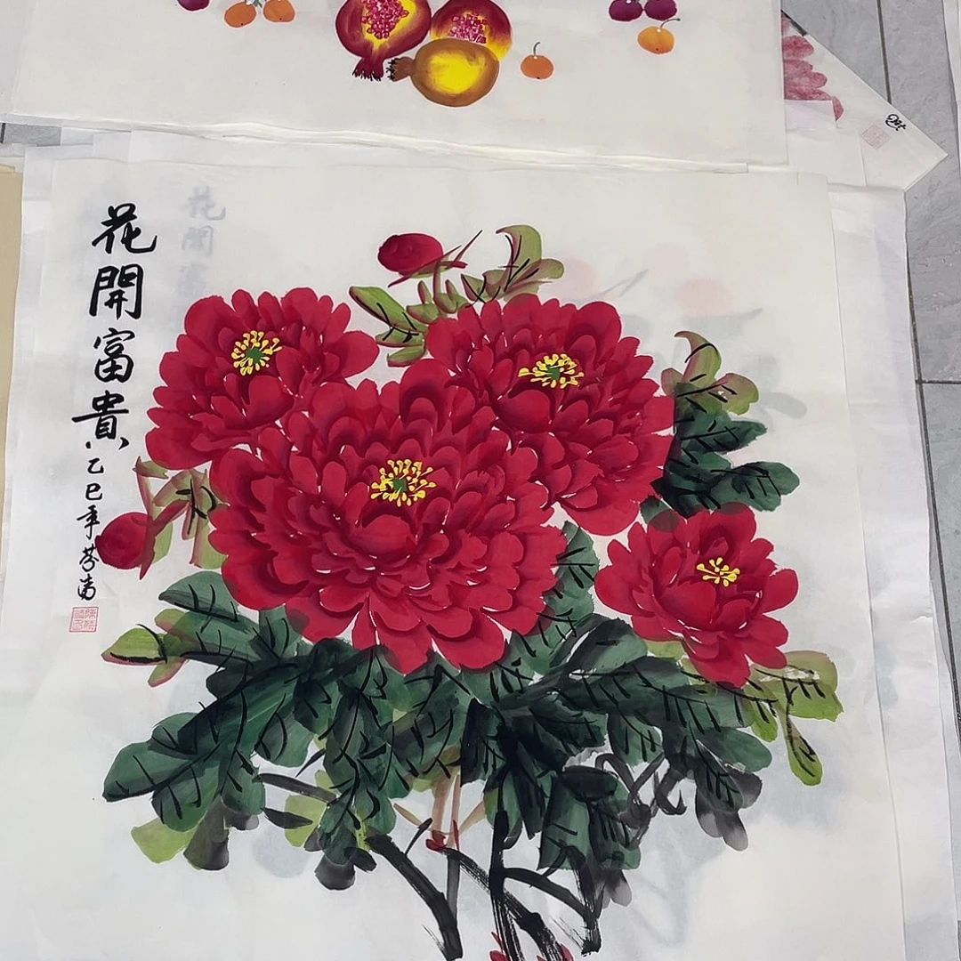 国画国画作品原稿70红色