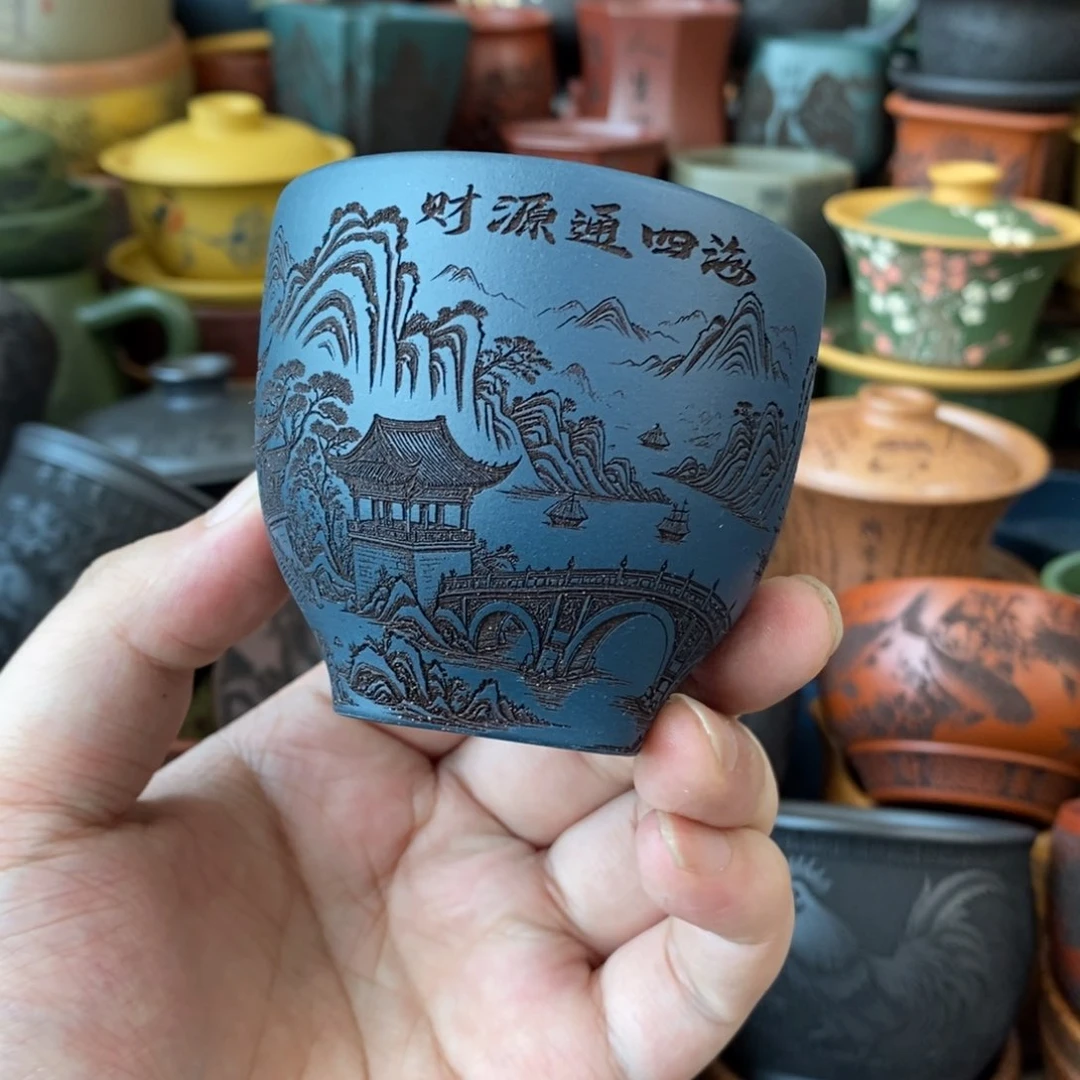 紫砂杯子宜兴全手工紫砂杯